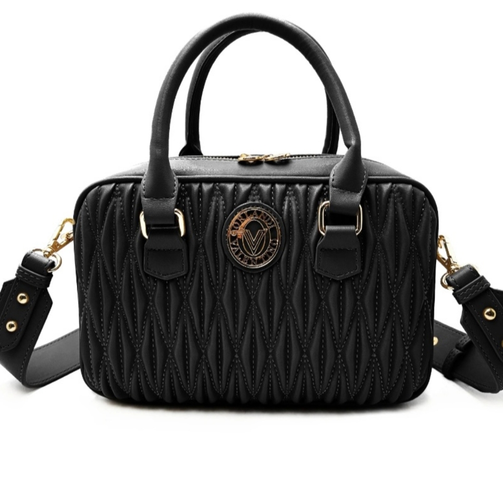 NWT Valentino Orlandi Black East West Handbag with Detachable crossbody Strap